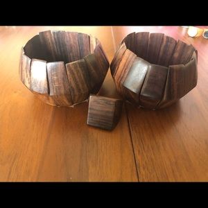 Wood bracelets and ring
